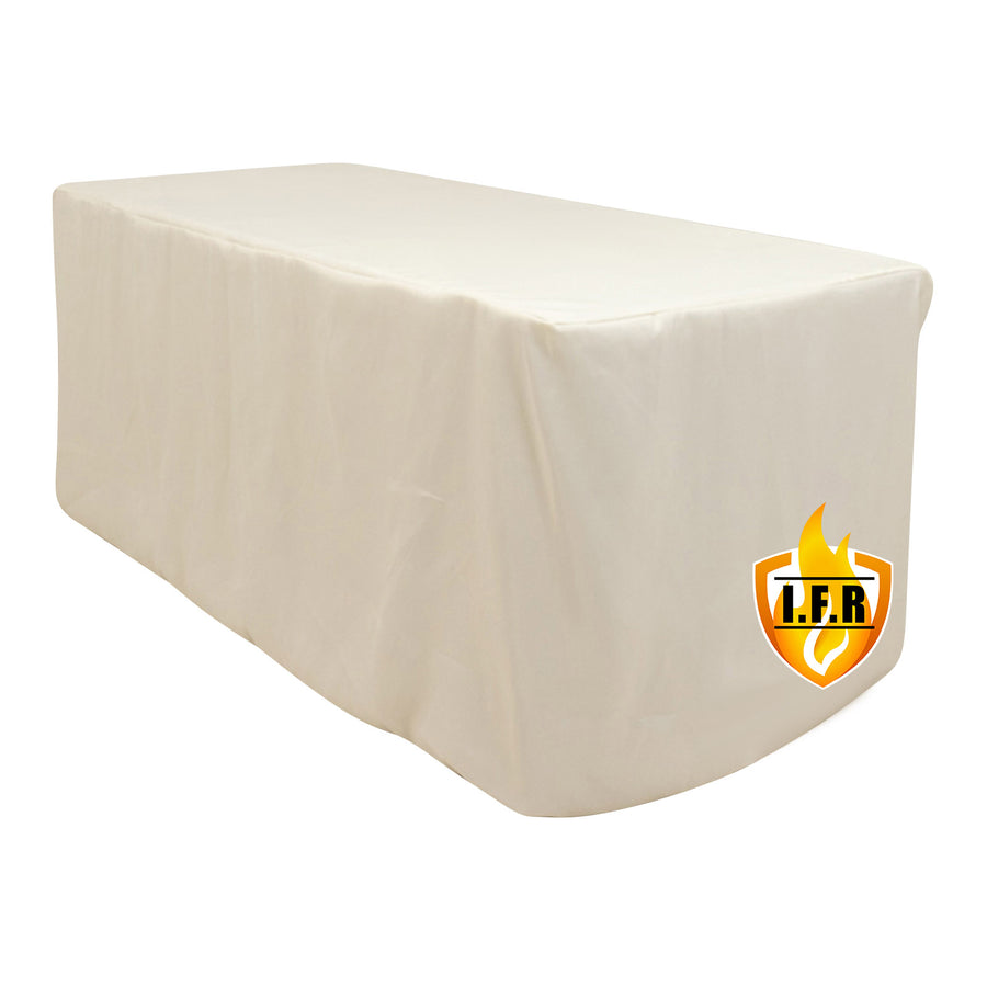 6ft Fire Retardant Ivory Fitted Tablecloth, Premium Polyester Rectangular Table Cover 72inch