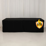 Fire Retardant Black Fitted Tablecloth 8ft Premium Polyester Rectangular Table Cover 96inch