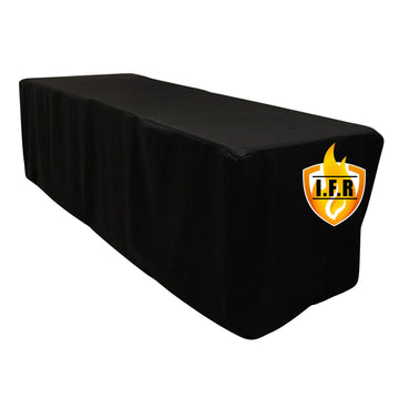 Fire Retardant Premium Polyester 8ft Rectangular Tablecloth Black Fitted High-Performance Table Cover