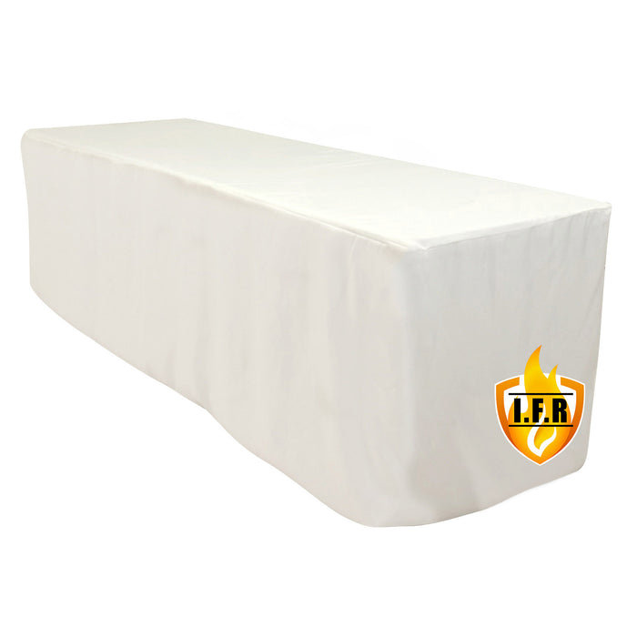 Fire Retardant Ivory Fitted Tablecloth 8ft Premium Polyester Rectangular Table Cover 96inch