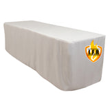 Fire Retardant White Fitted Tablecloth 8ft Premium Polyester Rectangular Table Cover 96inch