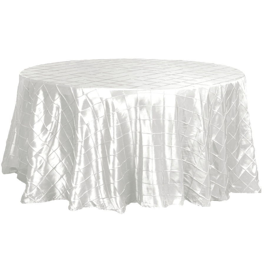 120" Ivory Pintuck Round Tablecloth#whtbkgd