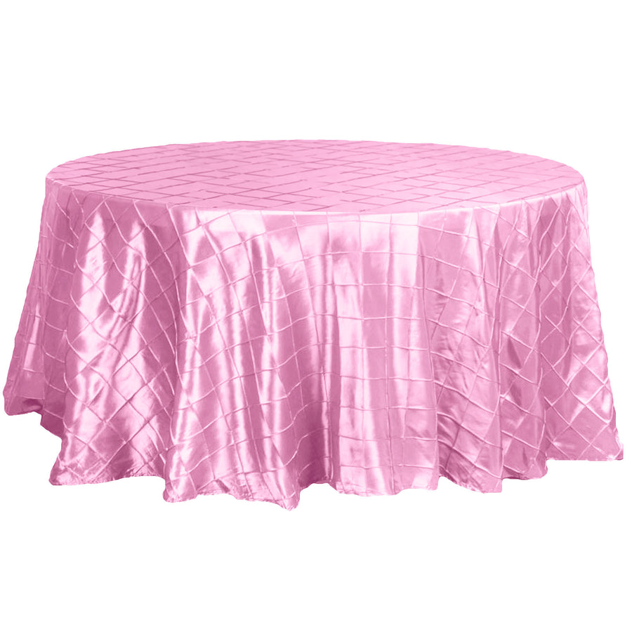 120" Pink Pintuck Round Tablecloth#whtbkgd