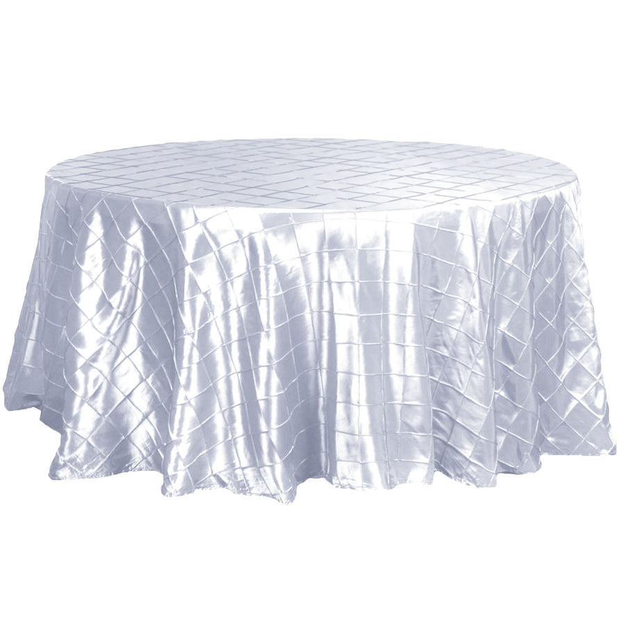 120 inch White Pintuck Round Tablecloth#whtbkgd