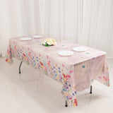 5 Pack Blush Rectangle Disposable Tablecloths with Butterfly Floral Print, PVC Waterproof Plastic