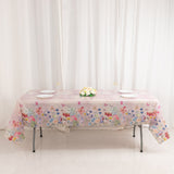 5 Pack Blush Rectangle Disposable Tablecloths with Butterfly Floral Print, PVC Waterproof Plastic