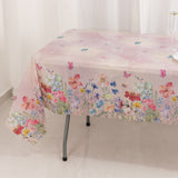 5 Pack Blush Rectangle Disposable Tablecloths with Butterfly Floral Print, PVC Waterproof Plastic