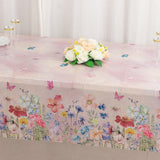 5 Pack Blush Rectangle Disposable Tablecloths with Butterfly Floral Print, PVC Waterproof Plastic