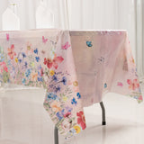 5 Pack Blush Rectangle Disposable Tablecloths with Butterfly Floral Print, PVC Waterproof Plastic