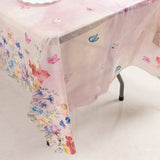 5 Pack Blush Rectangle Disposable Tablecloths with Butterfly Floral Print, PVC Waterproof Plastic