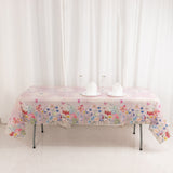 5 Pack Blush Rectangle Disposable Tablecloths with Butterfly Floral Print, PVC Waterproof Plastic