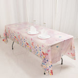 5 Pack Blush Rectangle Disposable Tablecloths with Butterfly Floral Print, PVC Waterproof Plastic