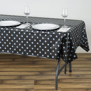 Black and White Polka Dots Waterproof Plastic Tablecloth