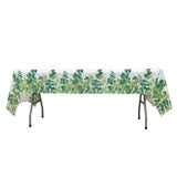 5 Pack White Green Rectangle Plastic Table Covers with Eucalyptus Leaves Print#whtbkgd
