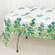 5 Pack White Green Rectangular Waterproof Plastic Tablecloths With Eucalyptus Leaves Print