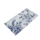 5-Pack Rectangular Plastic Tablecloths – White with Blue French Toile Pattern