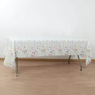 <h3 style="margin-left:0px;"><strong>Springtime Bliss: White Green Spring Floral Plastic Tablecloth</strong>