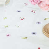 5 Pack White Green Summer Floral Rectangle Plastic Table Covers, PVC Waterproof Disposable