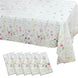 5 Pack White Green Summer Floral Rectangle Plastic Table Covers, PVC Waterproof Disposable