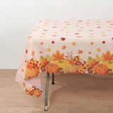 5 Pack Orange Thanksgiving Rectangle Plastic Table Covers, PVC Waterproof Disposable Tablecloths