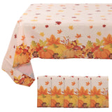 5 Pack Orange Thanksgiving Rectangle Plastic Table Covers, PVC Waterproof Disposable Tablecloths