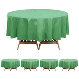 5 Pack Sage Green Round Plastic Table Covers, 84inch PVC Waterproof Disposable Tablecloths