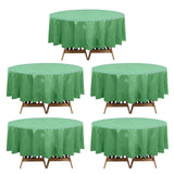 5 Pack Sage Green Round Plastic Table Covers, 84inch PVC Waterproof Disposable Tablecloths