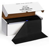 Black Plastic Tablecloth Roll in A Cut-to-Size Box with Slide Cutter, Cuts Up to 36 Rectangle 8 Feet