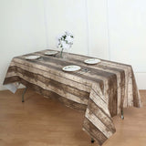 5 Pack Charcoal Gray Rectangle Plastic Table Covers in Rustic Wooden Print, 52x108inch PVC