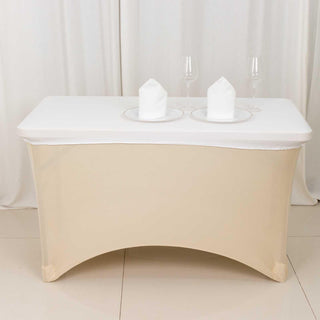 Elegant White Stretch Spandex Banquet Tablecloth