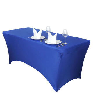 Elevate Your Event with the 5ft Royal Blue Rectangular Stretch Spandex Tablecloth