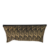 Black Gold Stretch Spandex Rectangle Tablecloth 6ft With Wave Embroidered Sequins Table#whtbkgd