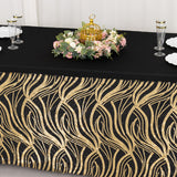 Black Gold Stretch Spandex Rectangle Tablecloth 6ft With Wave Embroidered Sequins Table Cover