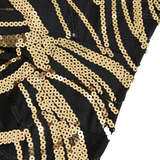 <h3 style="margin-left:0px;">Versatile and Practical - Black Gold Wave Sequin Tablecloth