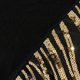 Black Gold Stretch Spandex Rectangle Tablecloth 6ft With Wave Embroidered Sequins Table Cover
