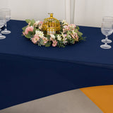 Navy Blue Gold Cross Over Stretch Spandex Table Cover 6ft Rectangular Fitted Tablecloth