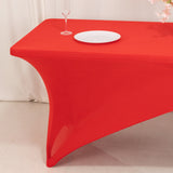 Red Black Cross Over Stretch Spandex Table Cover 6ft Rectangular Fitted Tablecloth