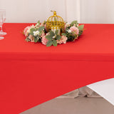 Red White Cross Over Stretch Spandex Table Cover 6ft Rectangular Fitted Tablecloth