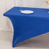 Royal Blue Red Cross Over Stretch Spandex Table Cover 6ft Rectangular Fitted Tablecloth