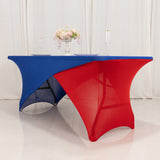 Royal Blue Red Cross Over Stretch Spandex Table Cover 6ft Rectangular Fitted Tablecloth