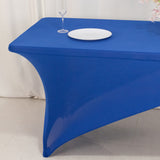 Royal Blue White Cross Over Stretch Spandex Table Cover 6ft Rectangular Fitted Tablecloth