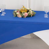 Royal Blue White Cross Over Stretch Spandex Table Cover 6ft Rectangular Fitted Tablecloth