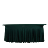 6ft Hunter Emerald Green Wavy Spandex Fitted Rectangle 1-Piece Tablecloth Table Skirt