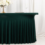 6ft Hunter Emerald Green Wavy Spandex Fitted Rectangle 1-Piece Tablecloth Table Skirt