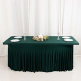 6ft Hunter Emerald Green Wavy Spandex Fitted Rectangle 1-Piece Tablecloth Table Skirt