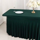 6ft Hunter Emerald Green Wavy Spandex Fitted Rectangle 1-Piece Tablecloth Table Skirt