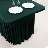 6ft Hunter Emerald Green Wavy Spandex Fitted Rectangle 1-Piece Tablecloth Table Skirt