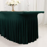 6ft Hunter Emerald Green Wavy Spandex Fitted Rectangle 1-Piece Tablecloth Table Skirt