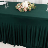 6ft Hunter Emerald Green Wavy Spandex Fitted Rectangle 1-Piece Tablecloth Table Skirt