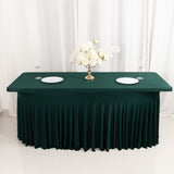 6ft Hunter Emerald Green Wavy Spandex Fitted Rectangle 1-Piece Tablecloth Table Skirt